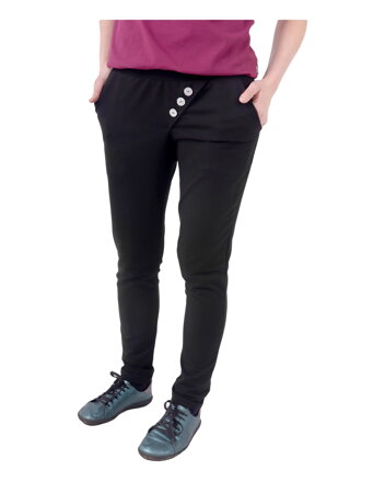 Dámské kalhoty s knoflíky Karin, černé
