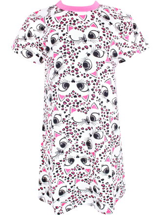 Dievčenská nočná košeľa s krátkym rukávom Mačky a srdiečka