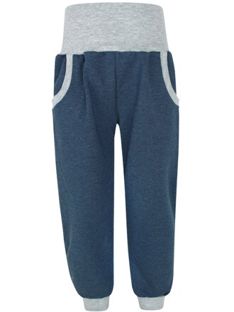 SLIM detské tepláky s vysokým pásom - melír na modrej