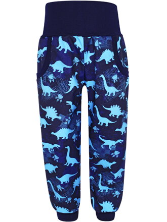 Chlapecké softshellové kalhoty s fleecem, Dinosauři na modré