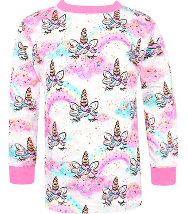 Dívčí tričko s dlouhým rukávem Jednorožci, růžové