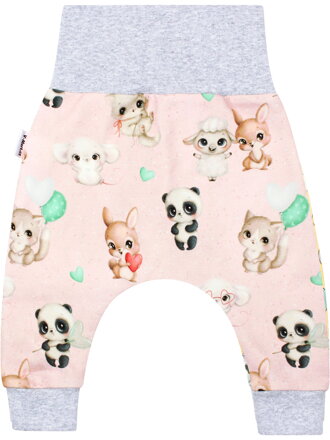 Detské baggy tepláky Zvieratá na ružovej