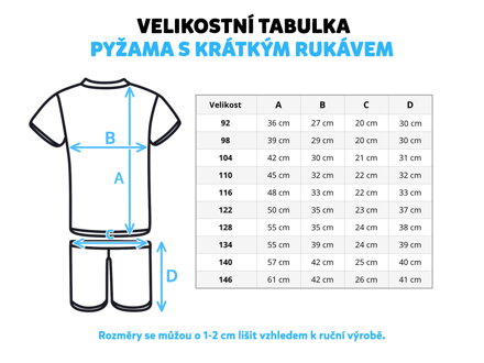 Pyžamo s krátkým rukávem Pandy na tmavě růžové