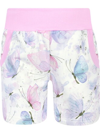 Dievčenské kraťasy Fialové motýle (s gumou v páse)