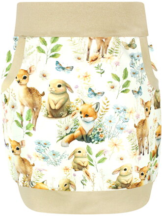 Dievčenská sukňa Zvieratká na lúke (s gumou v páse)