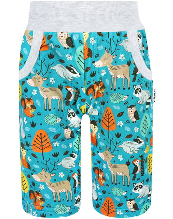 Chlapčenské bermudy Zvieratká na petrolejove (s gumou v páse)