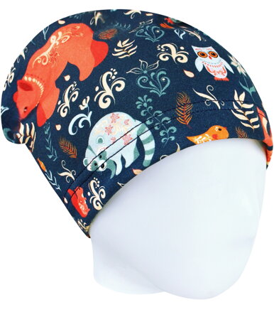 Detská jarná/jesenná čiapka Zvieratká a ornamenty