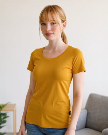 Dámské tričko Brigita, krátký rukáv, hořčicové