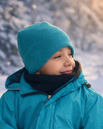 Dětská zimní čepice s fleecem, tyrkysová