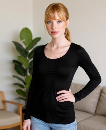 Dámské tričko Brigita dl. rukáv, černé