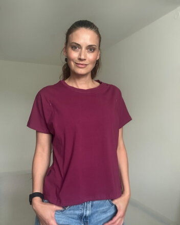 Tričko na dojčenie so zipsom Kira, oversized, cyklámenové 