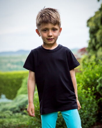 Bavlněné dětské tričko, kr.rukáv, černé