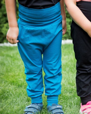 Dětské kalhoty baggy, lehké, tm.tyrkys