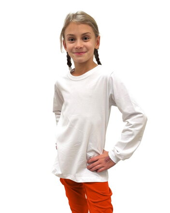 Dětské triko, dlouhý rukáv, bílé