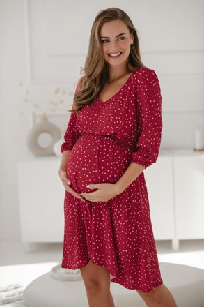Těhotenské šaty na kojení Lovely Dress, Red with Dots