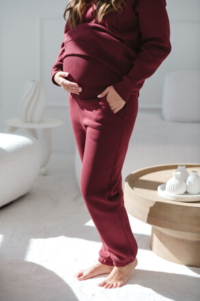 Hrubé těhotenské tepláky Motherhood Burgundy