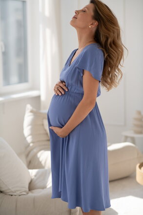 Těhotenské, kojící šaty Lovely Midi Dress Light Blue SS