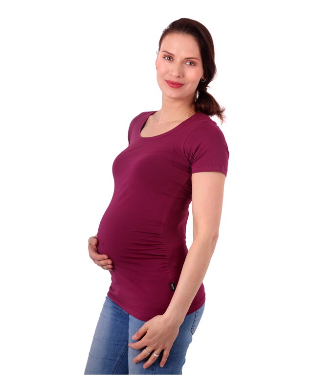 Těhotenské tričko Johanka, krátký rukáv, cyklámen 