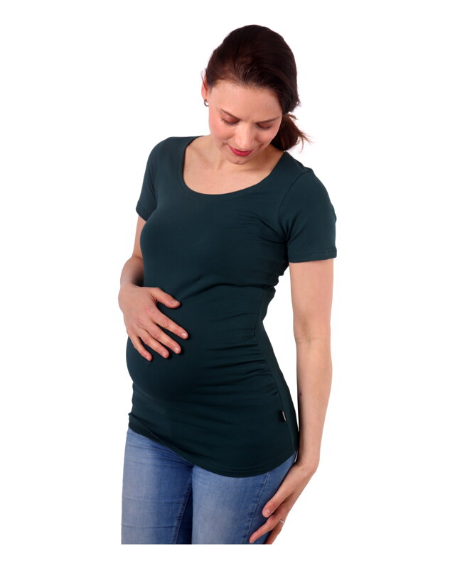 Těhotenské tričko Johanka, krátký rukáv, tm. zelené 