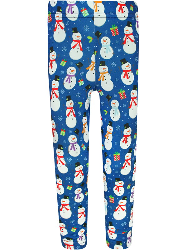 Dětské legíny Sněhuláci na tmavomodrém