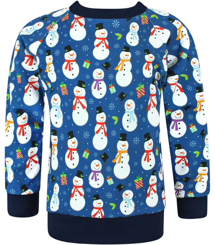 Dětská mikina Sněhuláci na tmavomodrém