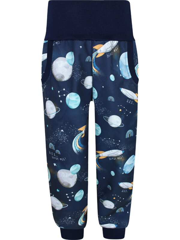Chlapecké elastické letní softshellové kalhoty Vesmír
