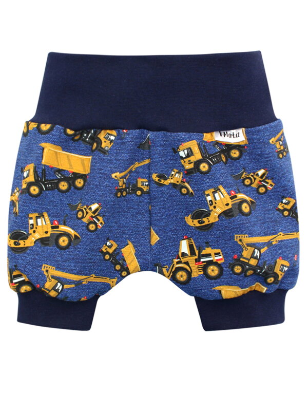 Šortky pre bábätká s bagrami a jeansovým motívom