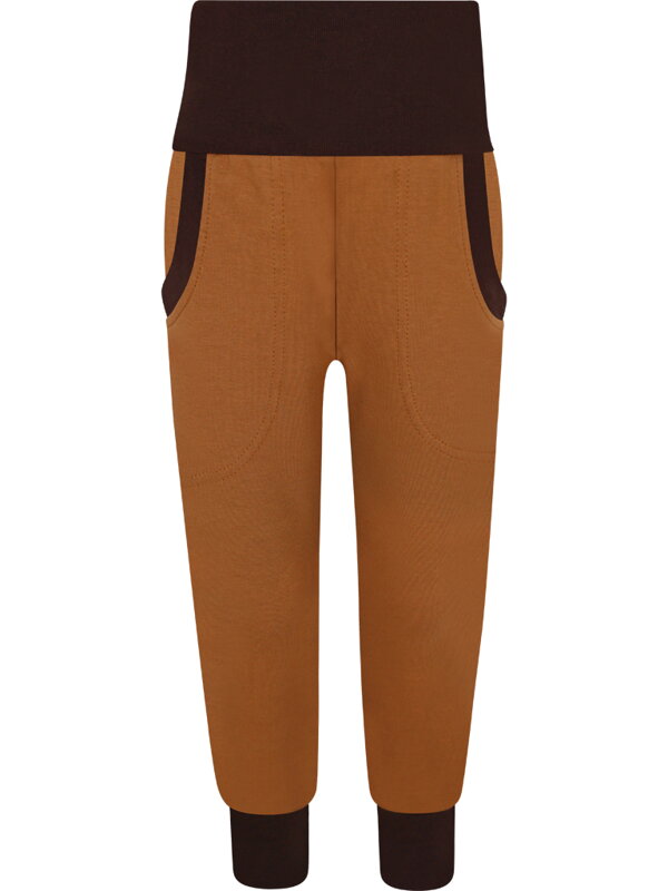 Dětské SLIM tepláky s vysokým pasem, hnědé