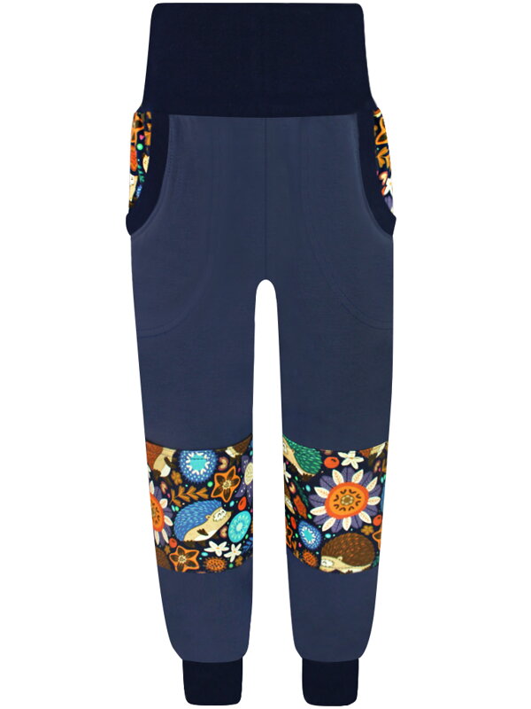 Dětské SLIM tepláky s dvojitými koleny - Ježci