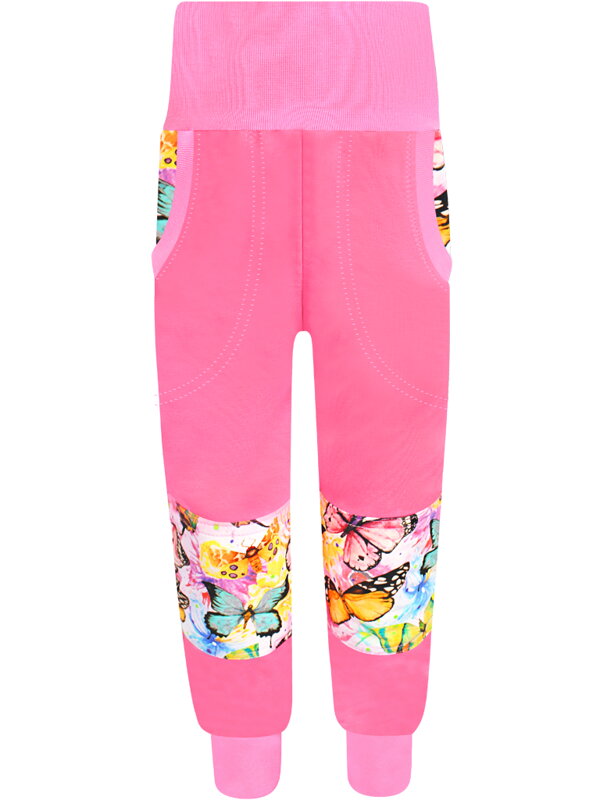 Dívčí SLIM tepláky s dvojitými koleny - Motýli