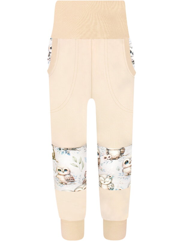 Dívčí SLIM tepláky s dvojitými koleny - Sovy