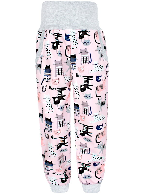 Dívčí softshellové kalhoty s fleecem, Kočičky