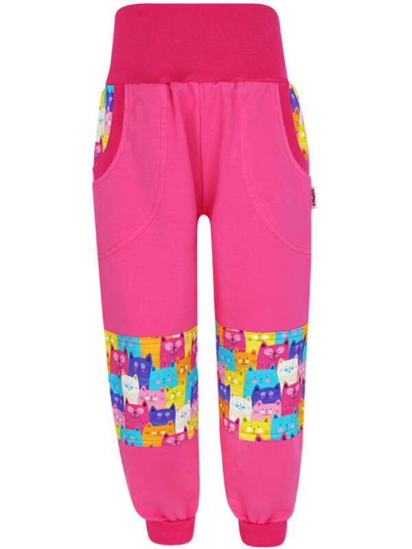 Dívčí tepláky s dvojitými koleny - Barevné kočky