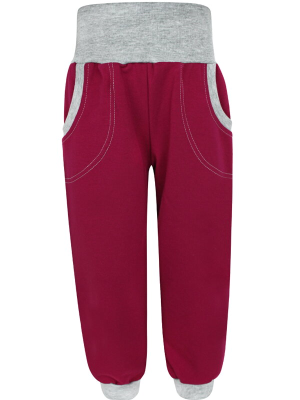  Dívčí tepláky s vysokým pasem - vínové