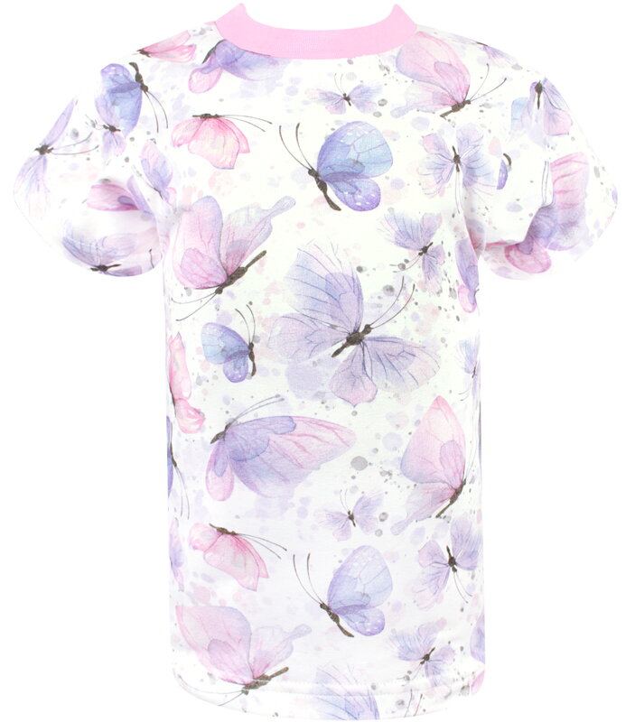 Dievčenské tričko s krátkym rukávom Fialové motýle