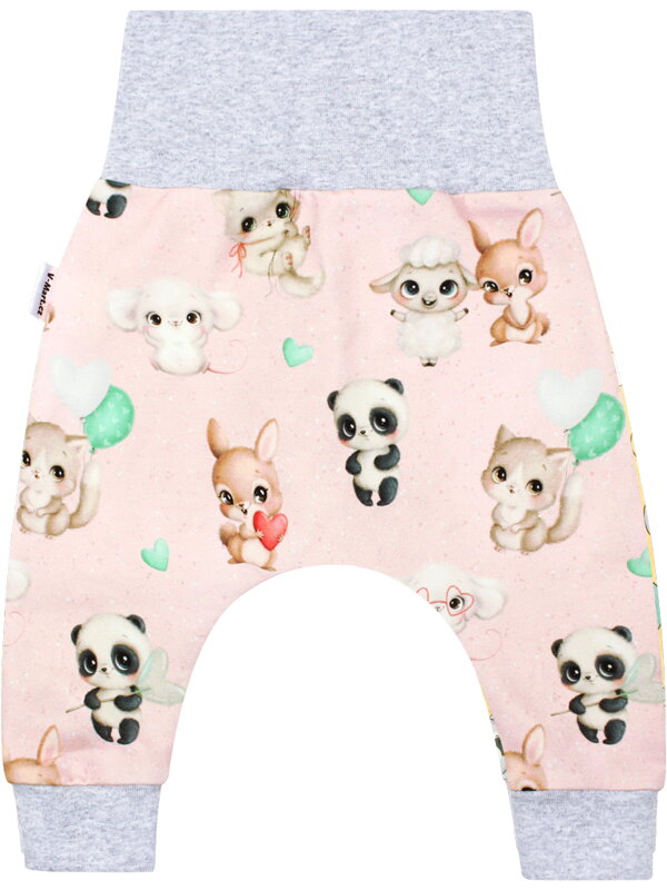 Detské baggy tepláky Zvieratá na ružovej