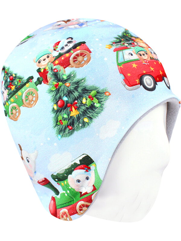 Detská zateplená čiapka Vianočný vlak