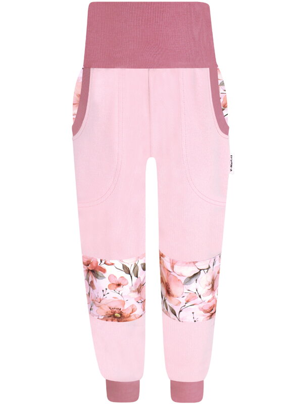 Dívčí tepláky s dvojitými koleny - Květy