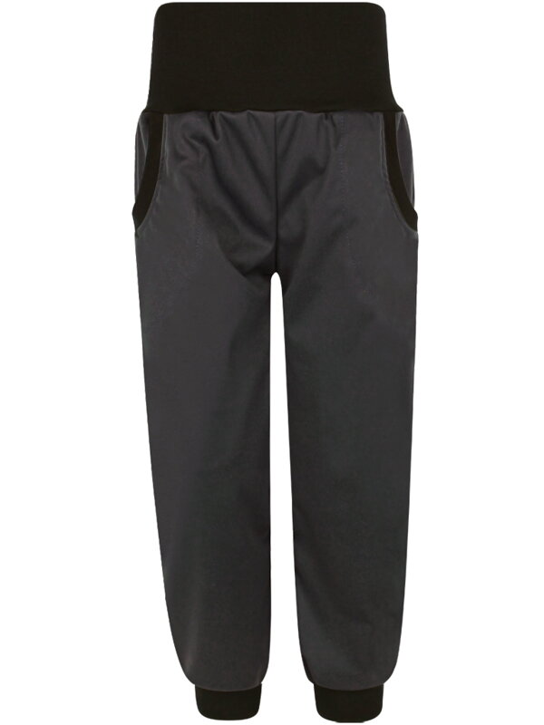 Dětské elastické letní softshellové kalhoty, tmavě šedé