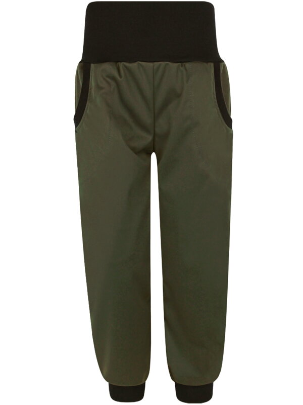 Detské elastické letné softshellové nohavice – khaki