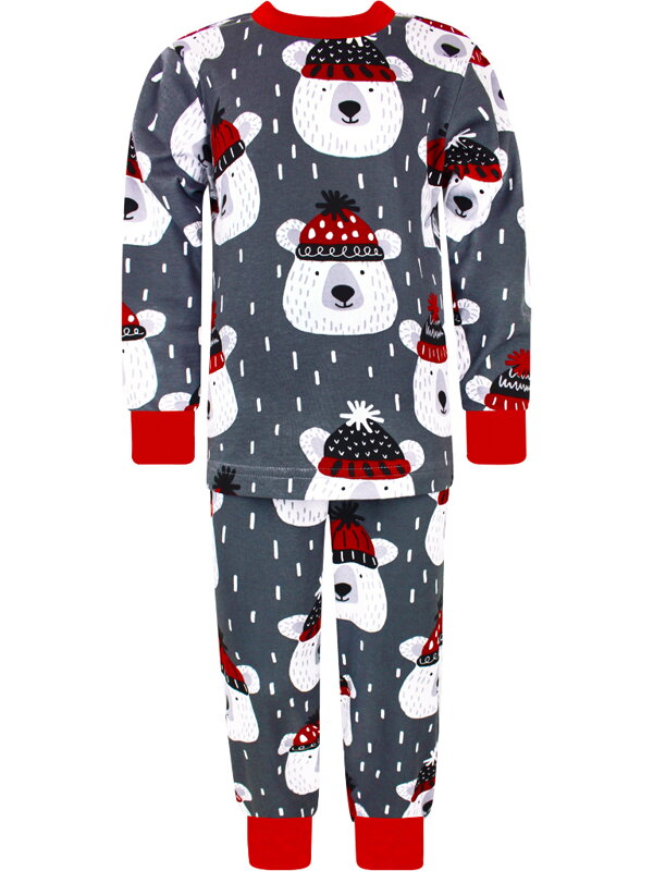 Rostoucí vánoční pyžamo s dlouhými rukávy Medvídci v čepici