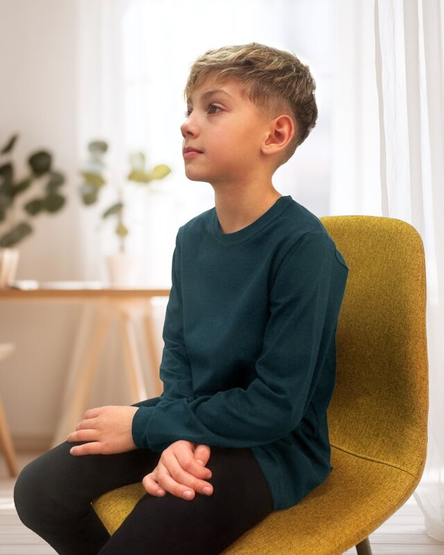 Dětské triko, dlouhý rukáv, tmavě zelené
