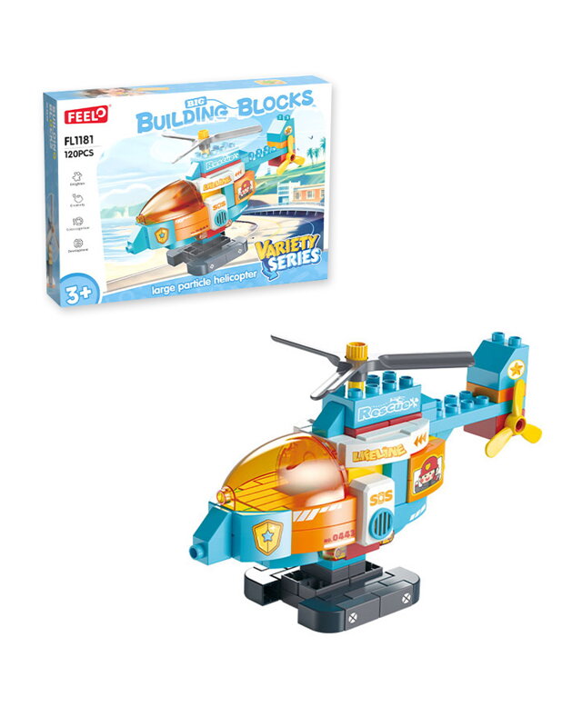 Stavebnica záchranársky vrtuľník, 120 dielikov, pre deti od 3 rokov