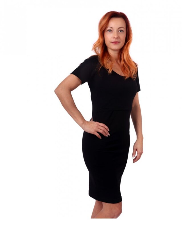 Kojící šaty Elena, krátký rukáv, černé Kojící šaty Elena, krátký rukáv, černé