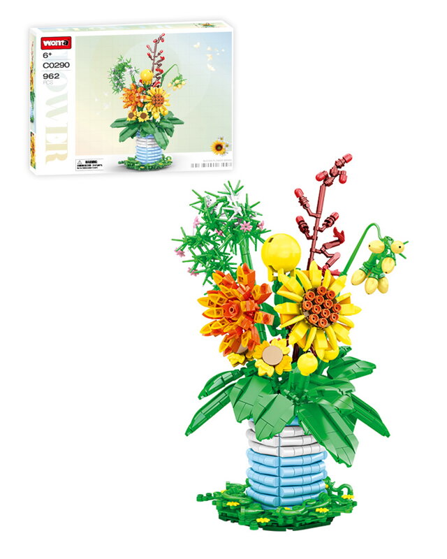 Woma Stavebnica veľká kytica lúčnych kvetov vo váze (962 dielikov)
