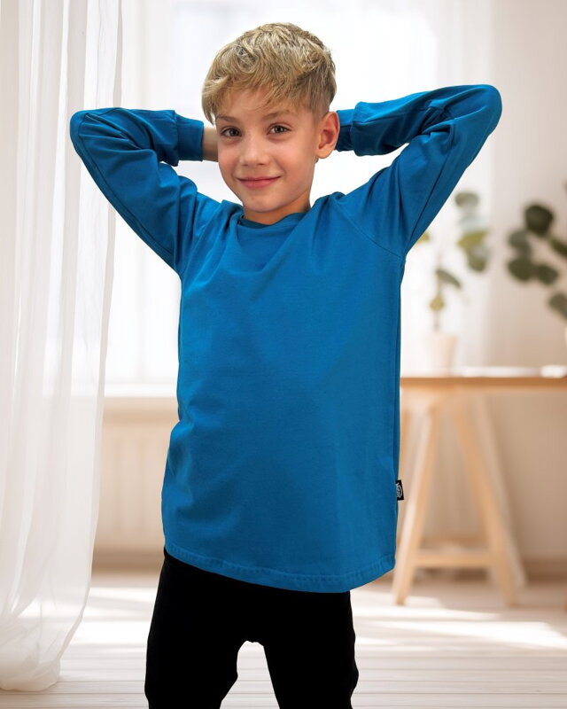 Dětské triko, dlouhý rukáv, tmavý tyrkys