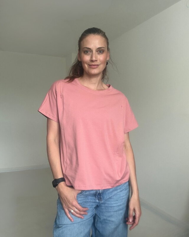 Tričko na dojčenie so zipsom Kira, oversized – staroružové S/M