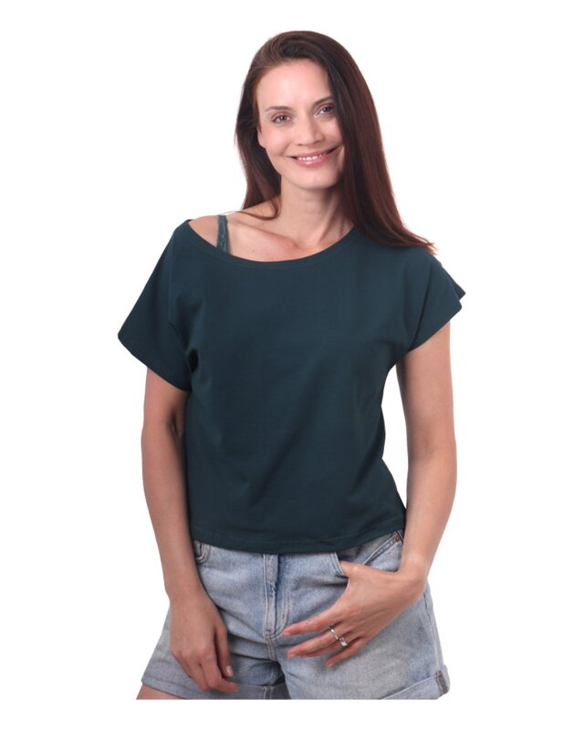 Crop top tričko Edita, tm.zelené