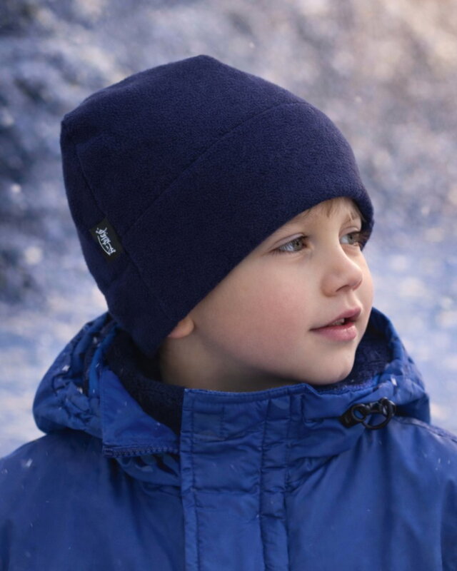 Dětská zimní čepice s fleecem, tmavě modrá