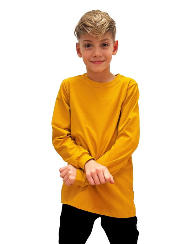 Dětské triko, dlouhý rukáv, hořčicové